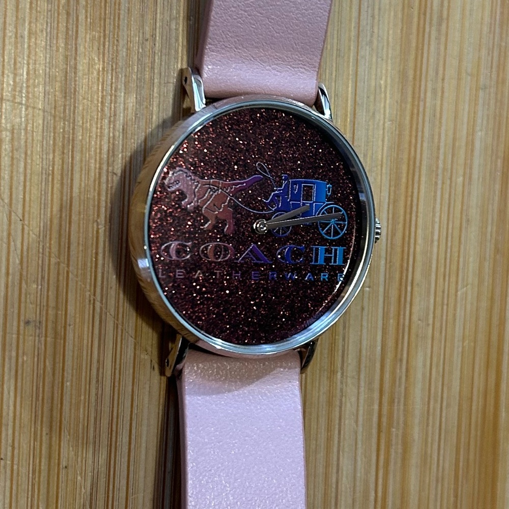 Coach Perry Watch With 36mm Sparkley Face With Carriage & Pink Leather Band - Picture 3 of 7